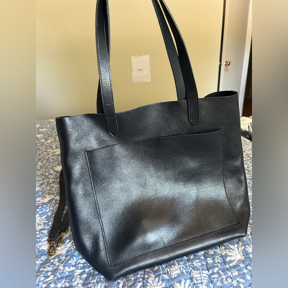 Madewell Black Leather Medium Transport Tote